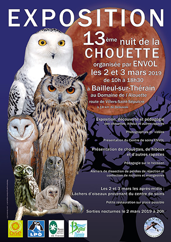 2 & 3 mars 2019 Exposition 13ème Nuit de la Chouette organisée par ENVOL à Bailleul-sur-Thérain (60)